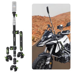 Motorcycle 360° Action Camera Mount with Triple Clamp and Selfie Stick